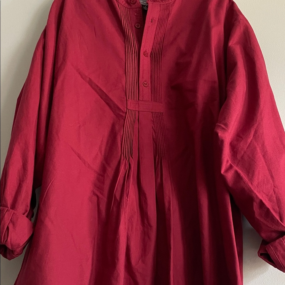 Red Long-Sleeve Pullover Tunic Shirt - Picture 7 of 8